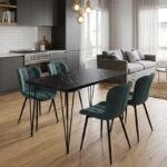 Βρες το Σετ τραπεζαρία 5τμχ Roger - Chiara Megapap Mdf - ύφασμα χρώμα μαύρο εφέ μαρμάρου - πράσινο 120x70x75εκ. σε μοναδική τιμή στο clickforshop.gr