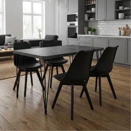 Βρες το Σετ τραπεζαρία 5τμχ Roger - Viva Megapap Mdf - PP χρώμα σκούρο γκρι σκυροδέματος - μαύρο 120x70x75εκ. σε μοναδική τιμή στο clickforshop.gr