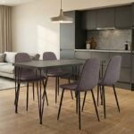 Βρες το Σετ τραπεζαρία 5τμχ Roger - Iris Megapap Mdf - ύφασμα χρώμα σκούρο γκρι σκυροδέματος - ανοιχτό μπεζ 120x70x75εκ. σε μοναδική τιμή στο clickforshop.gr