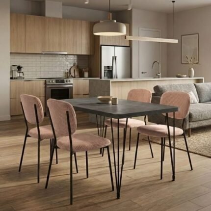 Βρες το Σετ τραπεζαρία 5τμχ Roger - Kevin Megapap Mdf - ύφασμα χρώμα σκούρο γκρι σκυροδέματος - μόκα 120x70x75εκ. σε μοναδική τιμή στο clickforshop.gr