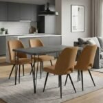 Βρες το Σετ τραπεζαρία 5τμχ Roger - Christy Megapap Mdf - ύφασμα χρώμα σκούρο γκρι σκυροδέματος - μουσταρδί 120x70x75εκ. σε μοναδική τιμή στο clickforshop.gr