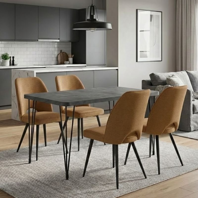 Σετ τραπεζαρία 5τμχ Roger - Christy Megapap Mdf - ύφασμα χρώμα σκούρο γκρι σκυροδέματος - μουσταρδί 120x70x75εκ. Βρες το Σετ τραπεζαρία 5τμχ Roger - Christy Megapap Mdf - ύφασμα χρώμα σκούρο γκρι σκυροδέματος - μουσταρδί 120x70x75εκ. σε μοναδική τιμή στο clickforshop.gr