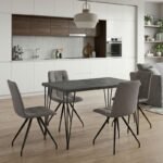 Βρες το Σετ τραπεζαρία 5τμχ Roger - Bianca Megapap Mdf - ύφασμα χρώμα σκούρο γκρι σκυροδέματος - ανοιχτό μπεζ 120x70x75εκ. σε μοναδική τιμή στο clickforshop.gr