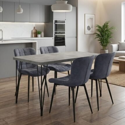 Βρες το Σετ τραπεζαρία 5τμχ Roger - Chiara Megapap Mdf - ύφασμα χρώμα σκούρο γκρι σκυροδέματος - ανθρακί 120x70x75εκ. σε μοναδική τιμή στο clickforshop.gr