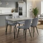 Βρες το Σετ τραπεζαρία 5τμχ Roger - Chiara Megapap Mdf - ύφασμα χρώμα σκούρο γκρι σκυροδέματος - γκρι 120x70x75εκ. σε μοναδική τιμή στο clickforshop.gr