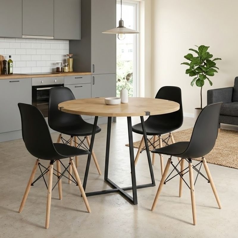 Σετ τραπεζαρία 5τμχ Rubes - Nova Megapap χρώμα φυσικό οξιάς - μαύρο Ø100x78εκ. Βρες το Σετ τραπεζαρία 5τμχ Rubes - Nova Megapap χρώμα φυσικό οξιάς - μαύρο Ø100x78εκ. σε μοναδική τιμή στο clickforshop.gr