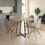 Βρες το Σετ τραπεζαρία 5τμχ Rubes - Nova Megapap χρώμα φυσικό οξιάς - cappuccino Ø100x78εκ. σε μοναδική τιμή στο clickforshop.gr