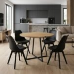 Βρες το Σετ τραπεζαρία 5τμχ Rubes - Viva Megapap χρώμα φυσικό οξιάς - μαύρο Ø100x78εκ. σε μοναδική τιμή στο clickforshop.gr