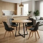 Βρες το Σετ τραπεζαρία 5τμχ Rubes - Viva Megapap χρώμα φυσικό οξιάς - μαύρο Ø100x78εκ. σε μοναδική τιμή στο clickforshop.gr