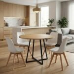 Βρες το Σετ τραπεζαρία 5τμχ Rubes - Viva Megapap χρώμα φυσικό οξιάς - λευκό Ø100x78εκ. σε μοναδική τιμή στο clickforshop.gr