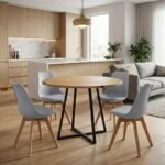 Βρες το Σετ τραπεζαρία 5τμχ Rubes - Viva Megapap χρώμα φυσικό οξιάς - γκρι Ø100x78εκ. σε μοναδική τιμή στο clickforshop.gr