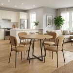 Βρες το Σετ τραπεζαρία 5τμχ Rubes - Kevin Megapap χρώμα φυσικό οξιάς - μουσταρδί Ø100x78εκ. σε μοναδική τιμή στο clickforshop.gr