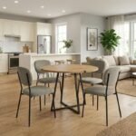 Βρες το Σετ τραπεζαρία 5τμχ Rubes - Kevin Megapap χρώμα φυσικό οξιάς - λαδί Ø100x78εκ. σε μοναδική τιμή στο clickforshop.gr