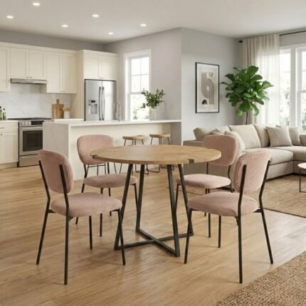 Βρες το Σετ τραπεζαρία 5τμχ Rubes - Kevin Megapap χρώμα φυσικό οξιάς - μόκα Ø100x78εκ. σε μοναδική τιμή στο clickforshop.gr