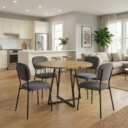 Βρες το Σετ τραπεζαρία 5τμχ Rubes - Kevin Megapap χρώμα φυσικό οξιάς - γκρι Ø100x78εκ. σε μοναδική τιμή στο clickforshop.gr