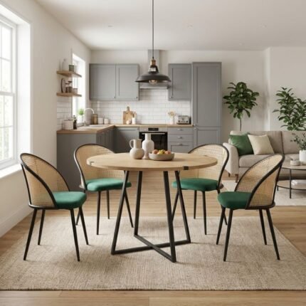 Βρες το Σετ τραπεζαρία 5τμχ Rubes - Jacob Megapap χρώμα φυσικό οξιάς - κυπαρισσί Ø100x78εκ. σε μοναδική τιμή στο clickforshop.gr