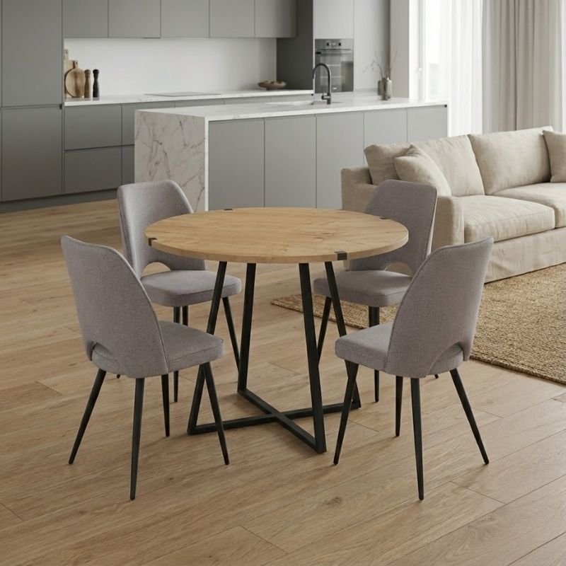 Σετ τραπεζαρία 5τμχ Rubes - Christy Megapap χρώμα φυσικό οξιάς - ανοιχτό μπεζ Ø100x78εκ. Βρες το Σετ τραπεζαρία 5τμχ Rubes - Christy Megapap χρώμα φυσικό οξιάς - ανοιχτό μπεζ Ø100x78εκ. σε μοναδική τιμή στο clickforshop.gr