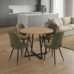 Βρες το Σετ τραπεζαρία 5τμχ Rubes - Christy Megapap χρώμα φυσικό οξιάς - λαδί Ø100x78εκ. σε μοναδική τιμή στο clickforshop.gr