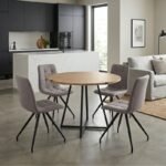 Βρες το Σετ τραπεζαρία 5τμχ Rubes - Bianca Megapap χρώμα φυσικό οξιάς - ανοιχτό μπεζ Ø100x78εκ. σε μοναδική τιμή στο clickforshop.gr