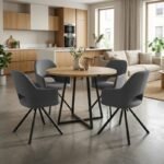 Βρες το Σετ τραπεζαρία 5τμχ Rubes - Gabriel Megapap χρώμα φυσικό οξιάς - γκρι Ø100x78εκ. σε μοναδική τιμή στο clickforshop.gr