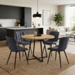 Βρες το Σετ τραπεζαρία 5τμχ Rubes - Chiara Megapap χρώμα φυσικό οξιάς - ανθρακί Ø100x78εκ. σε μοναδική τιμή στο clickforshop.gr