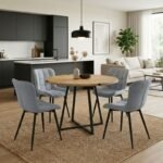 Βρες το Σετ τραπεζαρία 5τμχ Rubes - Chiara Megapap χρώμα φυσικό οξιάς - γκρι Ø100x78εκ. σε μοναδική τιμή στο clickforshop.gr