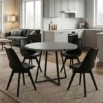 Βρες το Σετ τραπεζαρία 5τμχ Rubes - Viva Megapap χρώμα γκρι σκυροδέματος - μαύρο Ø100x78εκ. σε μοναδική τιμή στο clickforshop.gr