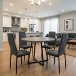 Βρες το Σετ τραπεζαρία 5τμχ Rubes - Rosa Megapap χρώμα γκρι σκυροδέματος - γκρι Ø100x78εκ. σε μοναδική τιμή στο clickforshop.gr