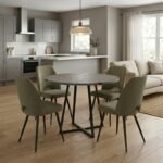 Βρες το Σετ τραπεζαρία 5τμχ Rubes - Christy Megapap χρώμα γκρι σκυροδέματος - λαδί Ø100x78εκ. σε μοναδική τιμή στο clickforshop.gr