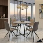 Βρες το Σετ τραπεζαρία 5τμχ Rubes - Bianca Megapap χρώμα γκρι σκυροδέματος - ανοιχτό μπεζ Ø100x78εκ. σε μοναδική τιμή στο clickforshop.gr