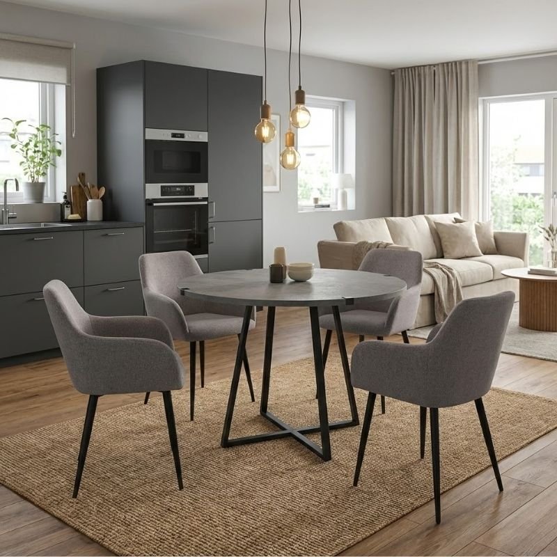 Σετ τραπεζαρία 5τμχ Rubes - Monica Megapap χρώμα γκρι σκυροδέματος - ανοιχτό μπεζ Ø100x78εκ. Βρες το Σετ τραπεζαρία 5τμχ Rubes - Monica Megapap χρώμα γκρι σκυροδέματος - ανοιχτό μπεζ Ø100x78εκ. σε μοναδική τιμή στο clickforshop.gr