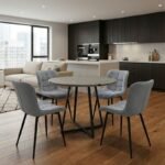 Βρες το Σετ τραπεζαρία 5τμχ Rubes - Chiara Megapap χρώμα γκρι σκυροδέματος - γκρι Ø100x78εκ. σε μοναδική τιμή στο clickforshop.gr