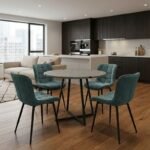 Βρες το Σετ τραπεζαρία 5τμχ Rubes - Chiara Megapap χρώμα γκρι σκυροδέματος - πράσινο Ø100x78εκ. σε μοναδική τιμή στο clickforshop.gr