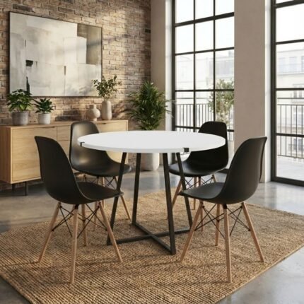 Βρες το Σετ τραπεζαρία 5τμχ Rubes - Nova Megapap χρώμα λευκό - μαύρο Ø100x78εκ. σε μοναδική τιμή στο clickforshop.gr