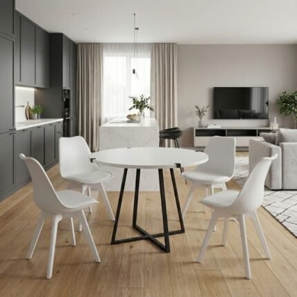 Βρες το Σετ τραπεζαρία 5τμχ Rubes - Viva Megapap χρώμα λευκό Ø100x78εκ. σε μοναδική τιμή στο clickforshop.gr