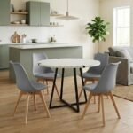 Βρες το Σετ τραπεζαρία 5τμχ Rubes - Viva Megapap χρώμα λευκό - γκρι Ø100x78εκ. σε μοναδική τιμή στο clickforshop.gr