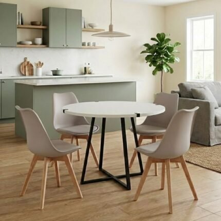 Βρες το Σετ τραπεζαρία 5τμχ Rubes - Viva Megapap χρώμα λευκό - cappuccino Ø100x78εκ. σε μοναδική τιμή στο clickforshop.gr