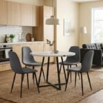 Βρες το Σετ τραπεζαρία 5τμχ Rubes - Iris Megapap χρώμα λευκό - γκρι Ø100x78εκ. σε μοναδική τιμή στο clickforshop.gr