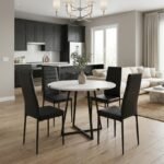 Βρες το Σετ τραπεζαρία 5τμχ Rubes - Rosa Megapap χρώμα λευκό - μαύρο Ø100x78εκ. σε μοναδική τιμή στο clickforshop.gr