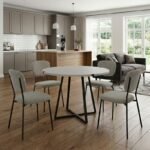 Βρες το Σετ τραπεζαρία 5τμχ Rubes - Kevin Megapap χρώμα λευκό - λαδί Ø100x78εκ. σε μοναδική τιμή στο clickforshop.gr