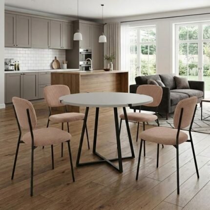 Βρες το Σετ τραπεζαρία 5τμχ Rubes - Kevin Megapap χρώμα λευκό - μόκα Ø100x78εκ. σε μοναδική τιμή στο clickforshop.gr