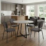 Βρες το Σετ τραπεζαρία 5τμχ Rubes - Kevin Megapap χρώμα λευκό - γκρι Ø100x78εκ. σε μοναδική τιμή στο clickforshop.gr