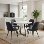 Βρες το Σετ τραπεζαρία 5τμχ Rubes - Christy Megapap χρώμα λευκό - ανθρακί Ø100x78εκ. σε μοναδική τιμή στο clickforshop.gr