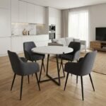 Βρες το Σετ τραπεζαρία 5τμχ Rubes - Monica Megapap χρώμα λευκό - γκρι Ø100x78εκ. σε μοναδική τιμή στο clickforshop.gr