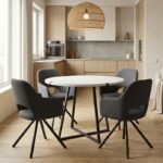 Βρες το Σετ τραπεζαρία 5τμχ Rubes - Gabriel Megapap χρώμα λευκό - γκρι Ø100x78εκ. σε μοναδική τιμή στο clickforshop.gr