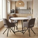 Βρες το Σετ τραπεζαρία 5τμχ Rubes - Gabriel Megapap χρώμα λευκό - ανοιχτό μπεζ Ø100x78εκ. σε μοναδική τιμή στο clickforshop.gr