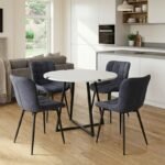 Βρες το Σετ τραπεζαρία 5τμχ Rubes - Chiara Megapap χρώμα λευκό - ανθρακί Ø100x78εκ. σε μοναδική τιμή στο clickforshop.gr