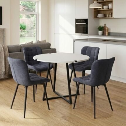 Βρες το Σετ τραπεζαρία 5τμχ Rubes - Chiara Megapap χρώμα λευκό - ανθρακί Ø100x78εκ. σε μοναδική τιμή στο clickforshop.gr