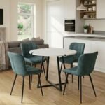 Βρες το Σετ τραπεζαρία 5τμχ Rubes - Chiara Megapap χρώμα λευκό - πράσινο Ø100x78εκ. σε μοναδική τιμή στο clickforshop.gr