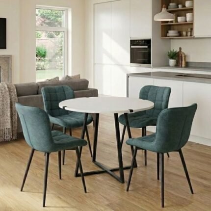 Βρες το Σετ τραπεζαρία 5τμχ Rubes - Chiara Megapap χρώμα λευκό - πράσινο Ø100x78εκ. σε μοναδική τιμή στο clickforshop.gr